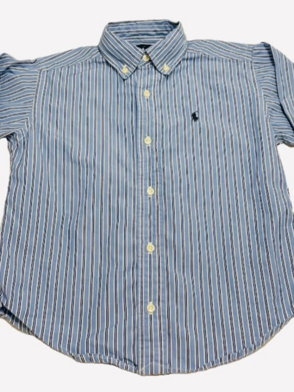 Ralph Lauren Boys Blue Striped Long Sleeve Button Down Shirt Size 5